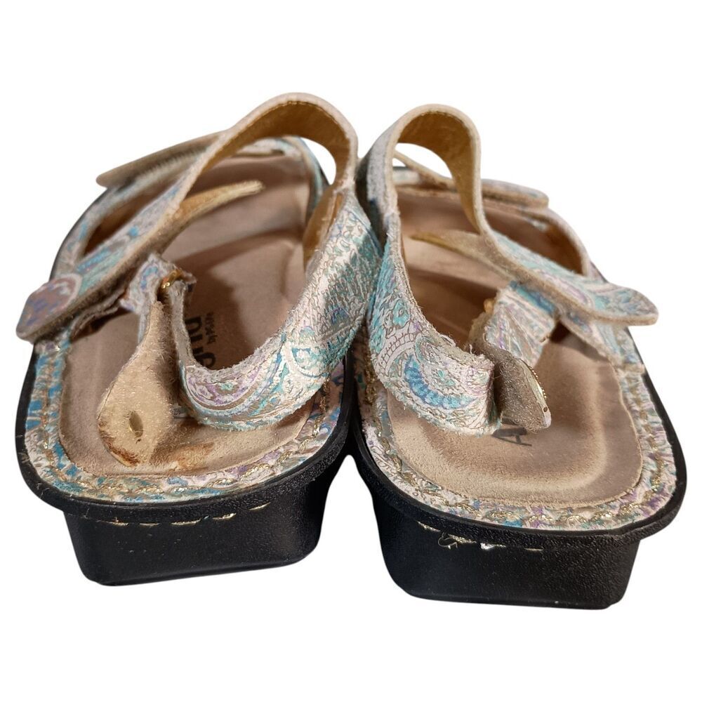 Alegria Verona Floral Ankle Strap Sandals Shoes Beige Blue Women's 37/US 7 - 7.5 - Picture 8 of 9